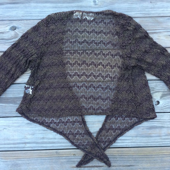 Worthington Women Shrug Top Dark Brown Lace Size1X - Picture 7 of 8